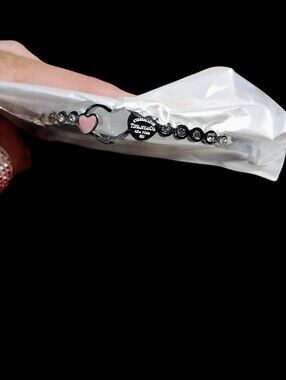 💎🩷T•Silver +Pink Hearts Link With Crystals💎🩷